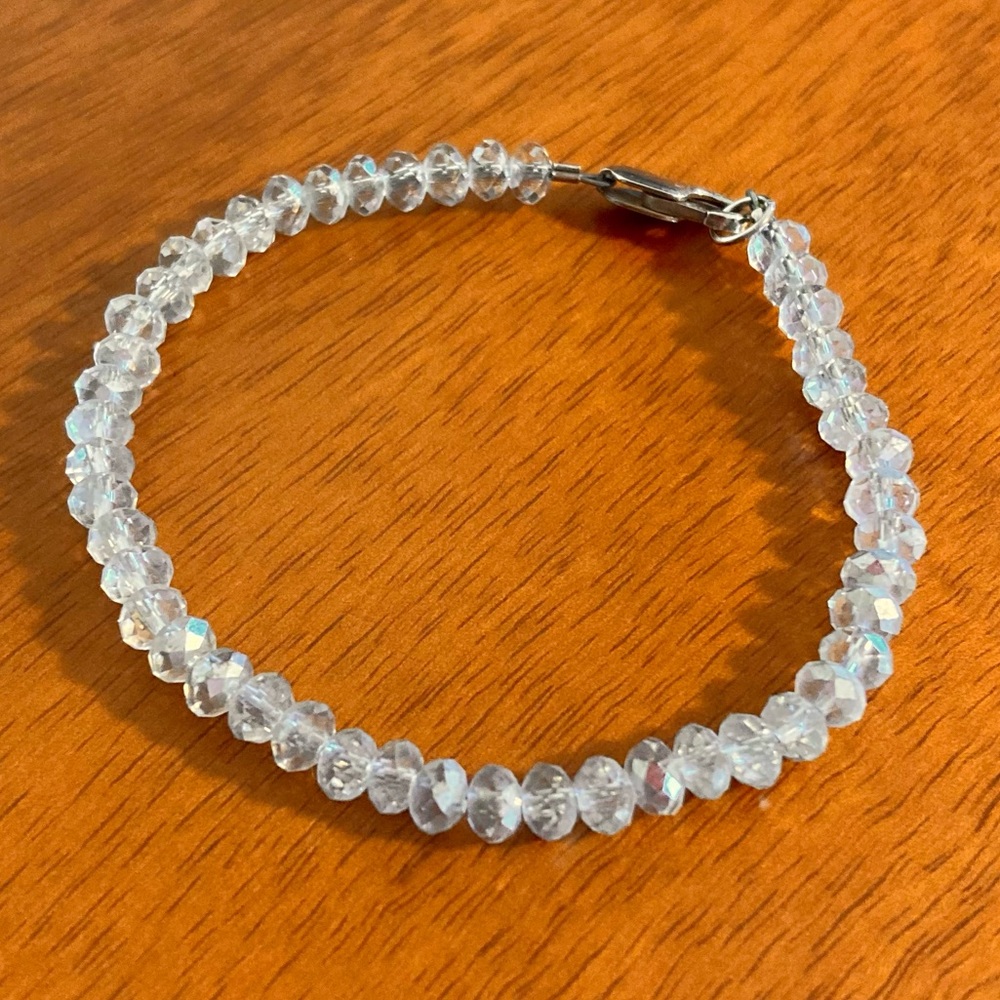 Faceted Crystal & Sterling Silver Bracelet for small wrists